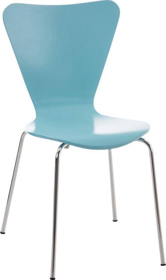 Luxe Comfort Stoel Eetkamerstoel Bezoekersstoel Stapelbaar Hout Licht Blauw