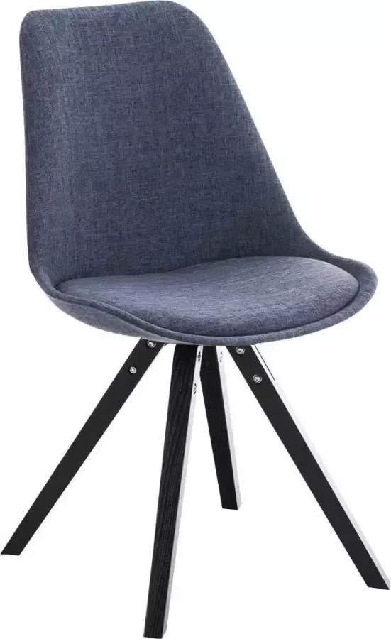 Luxe Comfort Stoel Eetkamerstoel Bezoekersstoel Stof Hout Blauw Zwart Onderstel