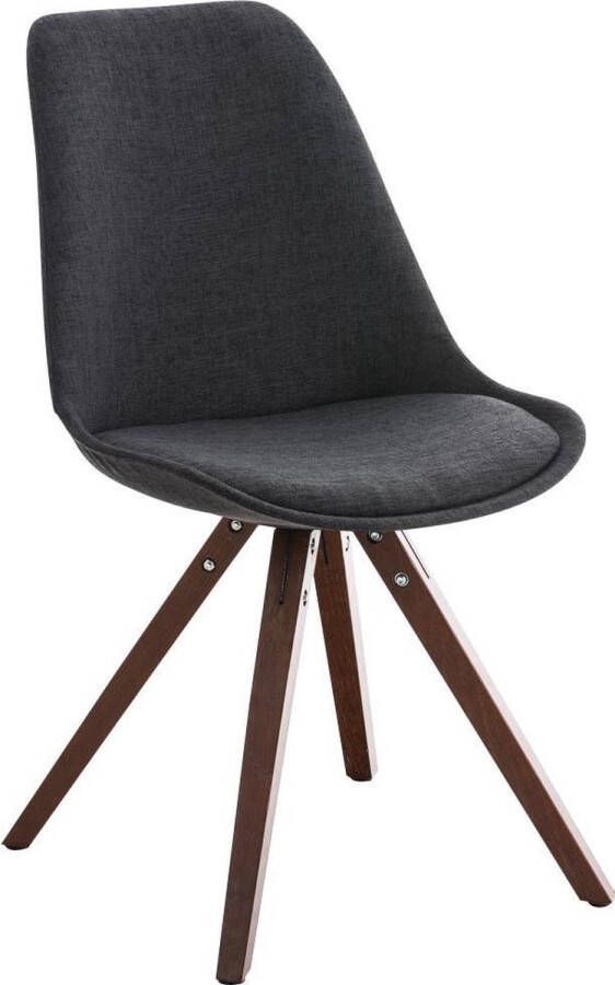 Luxe Comfort Stoel Eetkamerstoel Bezoekersstoel Stof Hout Walnoot Donker Grijs