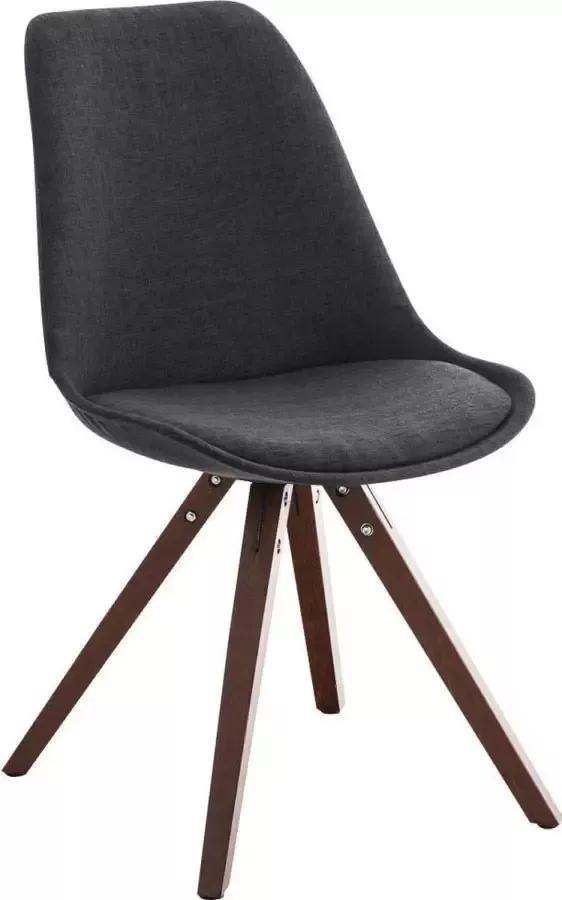 Luxe Comfort Stoel Eetkamerstoel Bezoekersstoel Stof Hout Walnoot Donker Grijs