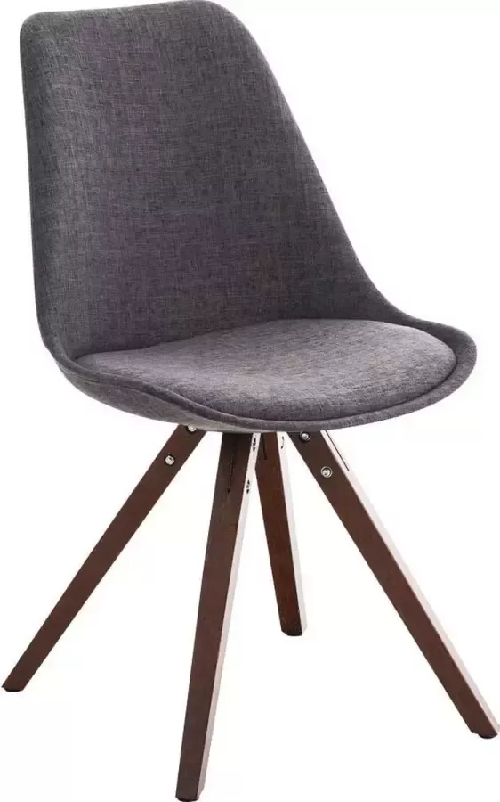 Luxe Comfort Stoel Eetkamerstoel Bezoekersstoel Stof Hout Walnoot Licht Grijs