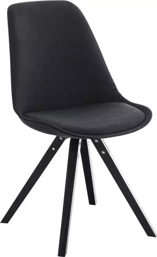 Luxe Comfort Stoel Eetkamerstoel Bezoekersstoel Stof Hout Zwart Onderstel