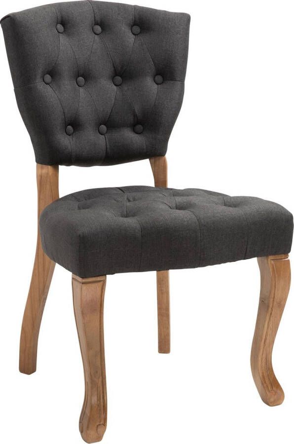 Luxe Comfort Stoel Eetkamerstoel Chesterfield Solide Hout Donkergrijs 51x62x87 cm