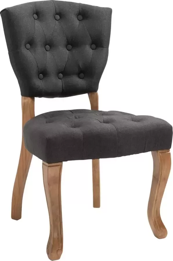 Luxe Comfort Stoel Eetkamerstoel Chesterfield Solide Hout Donkergrijs 51x62x87 cm
