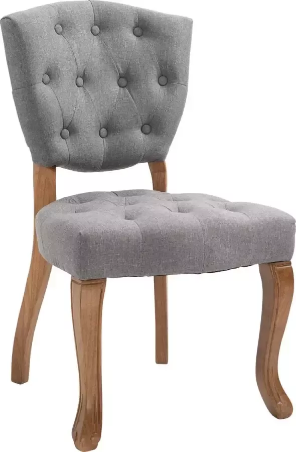 Luxe Comfort Stoel Eetkamerstoel Chesterfield Solide Hout Grijs 51x62x87 cm