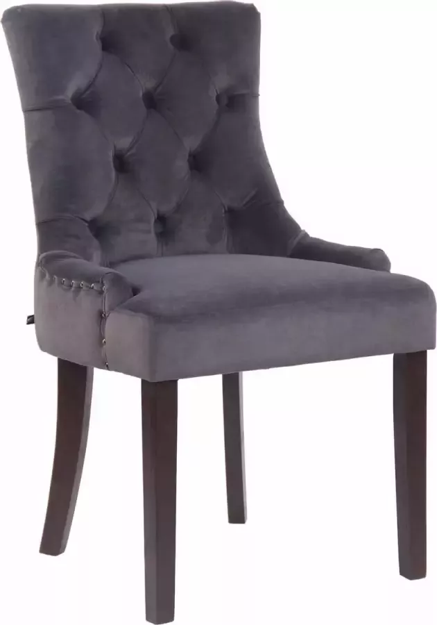 Luxe Comfort Stoel Eetkamerstoel Chesterfield Zonder armleuning Fluweel Donkergrijs 55x58x92 cm