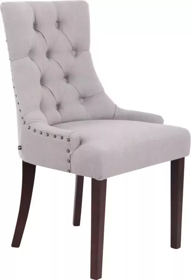 Luxe Comfort Stoel Eetkamerstoel Chesterfield Zonder armleuning Stof Grijs 55x58x92 cm
