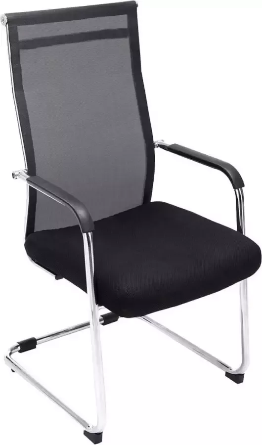 Luxe Comfort Stoel Eetkamerstoel Design Armleuning Hoge rugleuning Gaas Zwart 55x62x107 cm