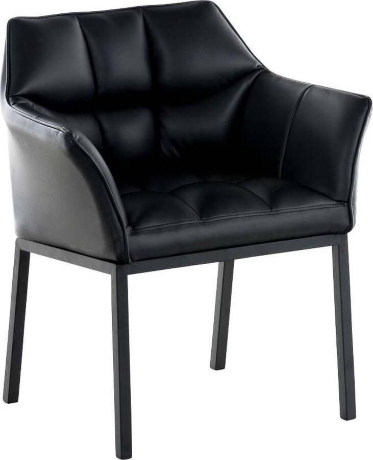 Luxe Comfort Stoel Eetkamerstoel Design Armleuning Kunstleer Zwart 78x67 cm