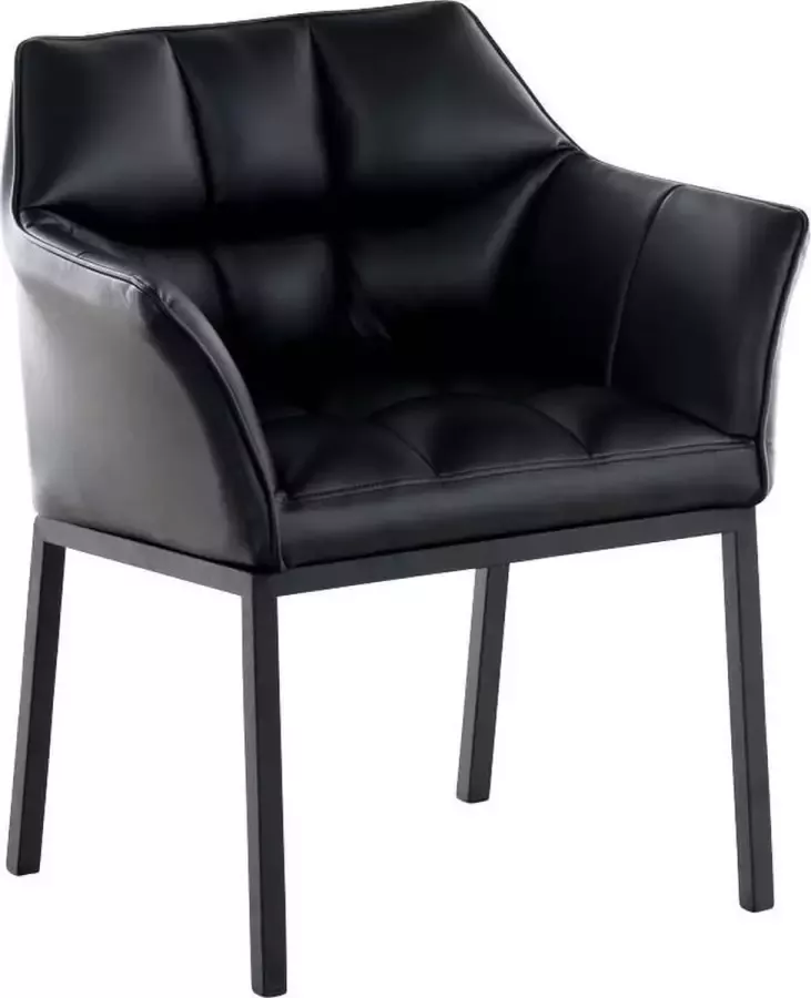 Luxe Comfort Stoel Eetkamerstoel Design Armleuning Kunstleer Zwart 78x67 cm