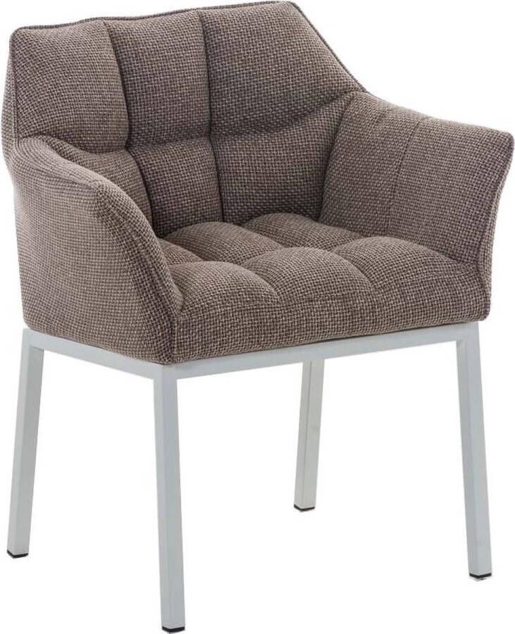 Luxe Comfort Stoel Eetkamerstoel Design Armleuning Stof Taupe 78x67 cm