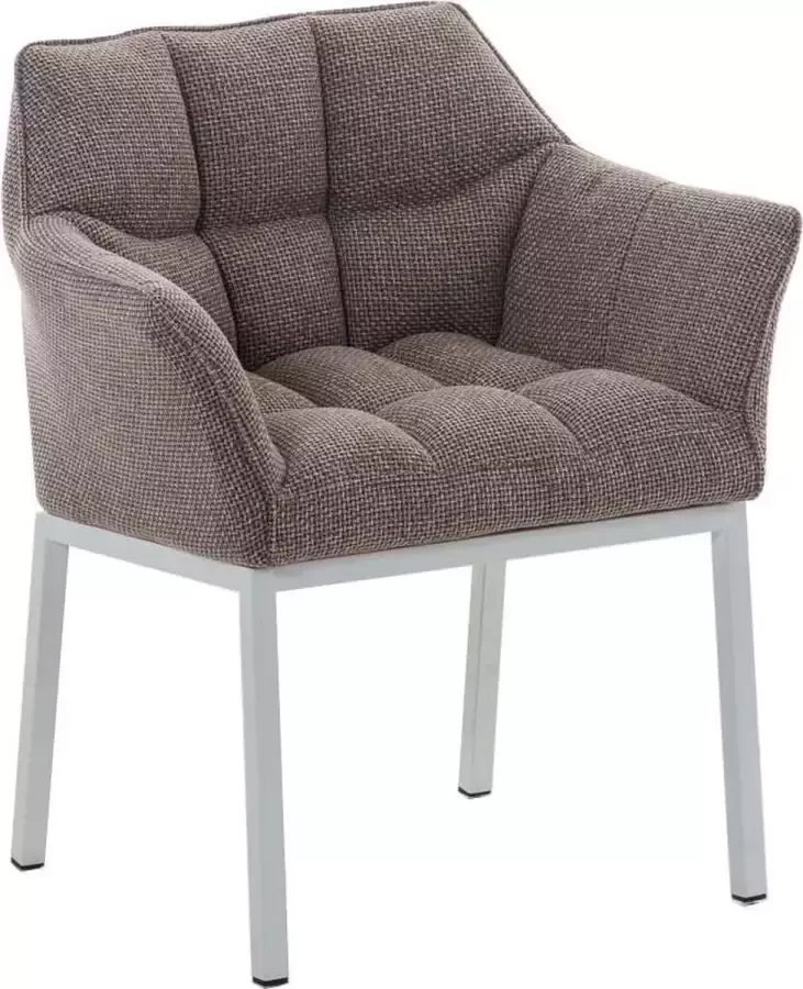 Luxe Comfort Stoel Eetkamerstoel Design Armleuning Stof Taupe 78x67 cm