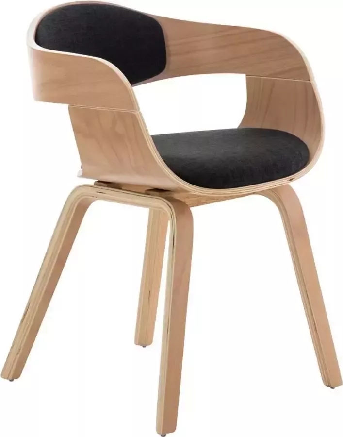 Luxe Comfort Stoel Eetkamerstoel Stof Bezoekersstoel Naturel Donker grijs
