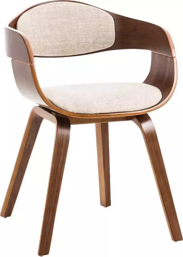 Luxe Comfort Stoel Eetkamerstoel Stof Bezoekersstoel Walnoot Crème
