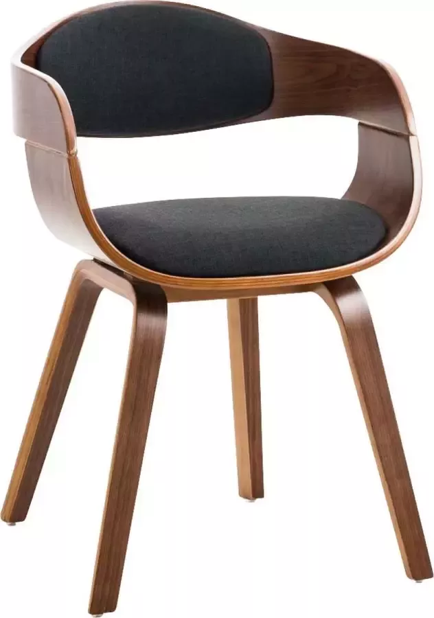 Luxe Comfort Stoel Eetkamerstoel Stof Bezoekersstoel Walnoot Zwart