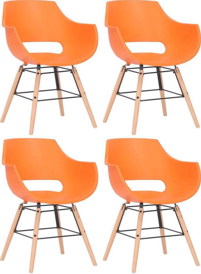 Luxe Comfort Stoel Set van 4 Kunststof Oranje Naturel
