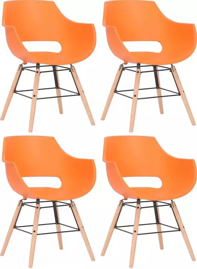 Luxe Comfort Stoel Set van 4 Kunststof Oranje Naturel