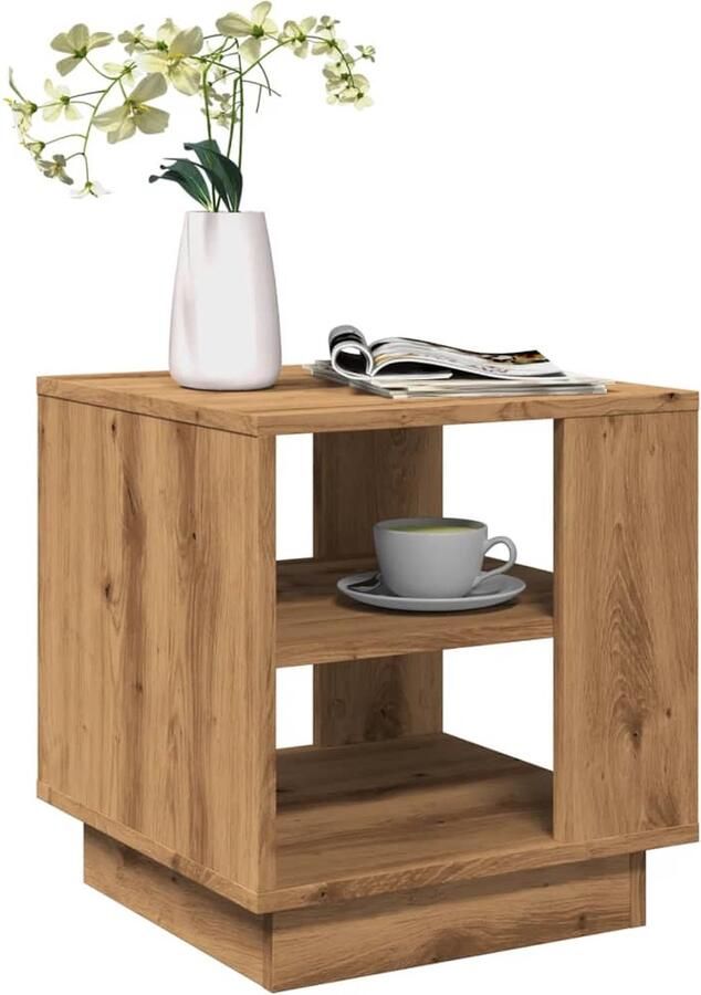 LuxeLivin' FIONERA Salontafel 40x40x43 cm bewerkt hout artisanaal eikenkleurig