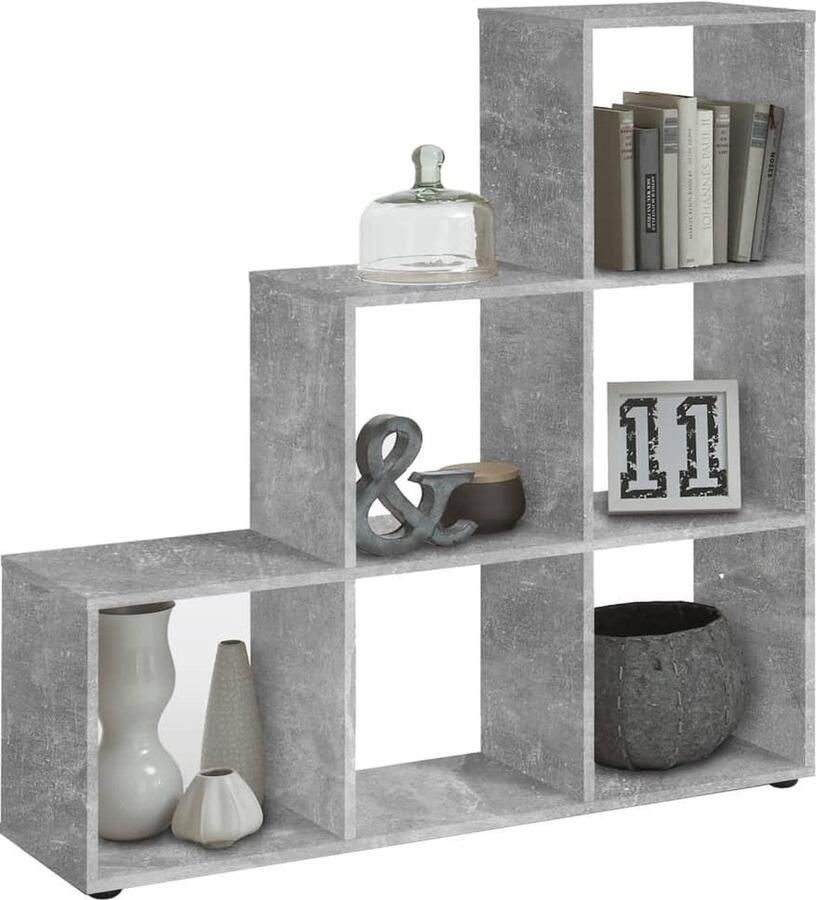LuxeLivin' FMD Vakkenkast Roomdivider Grijs 105x33x108 cm - Foto 2