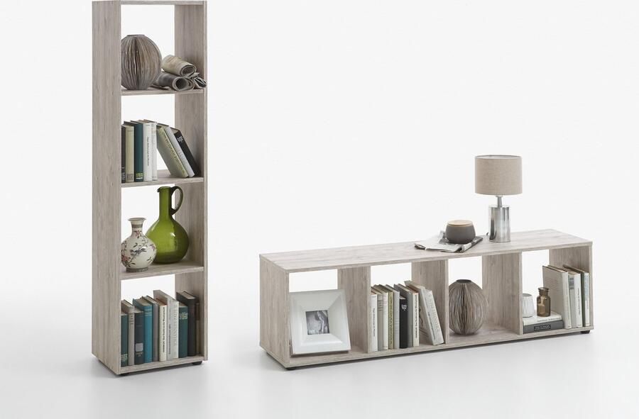 LuxeLivin' FMD Staande kast met 4 vakken zandeikenkleurig - Foto 5