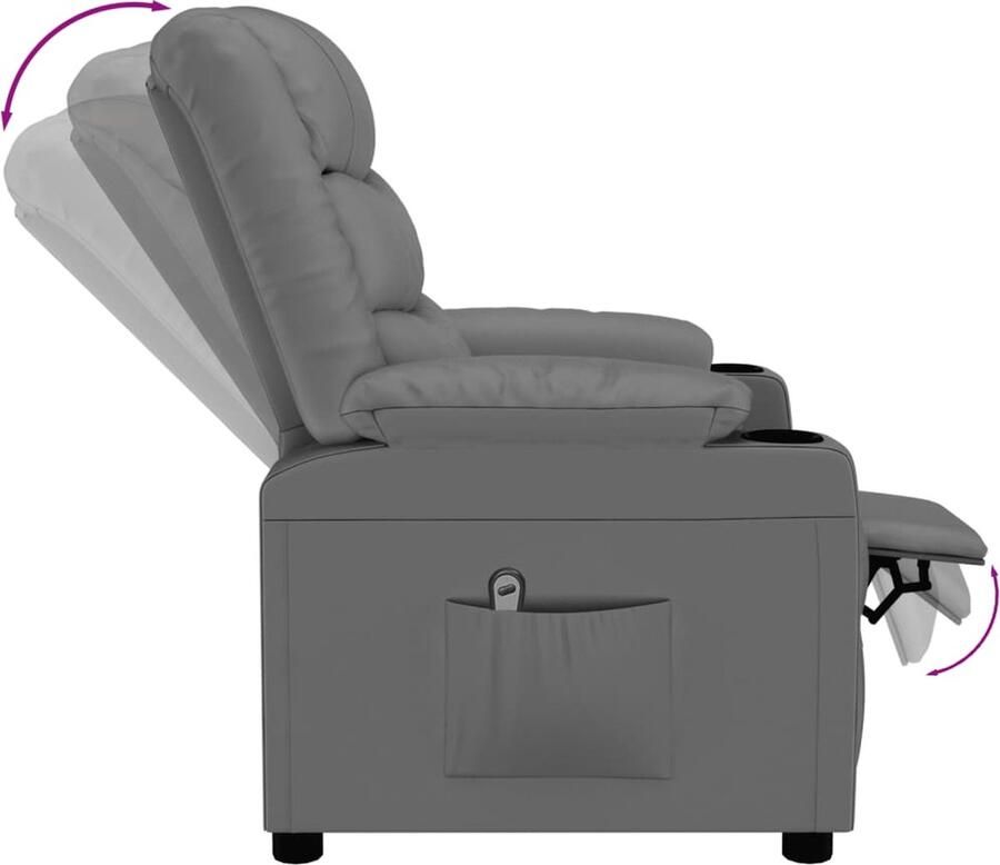 VidaXL Fauteuil verstelbaar elektrisch kunstleer grijs - Foto 7