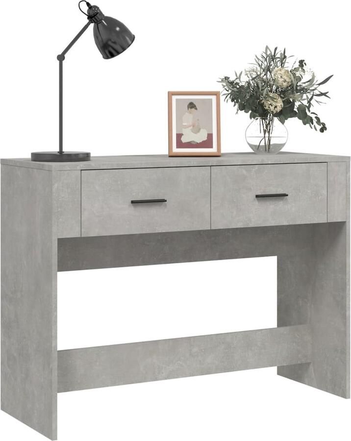 LuxeLivin' Wandtafel 100x39x75 cm bewerkt hout betongrijs - Foto 3