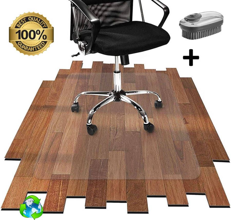 Luxergoods Bureaustoelmat PVC 90x120cm Vloermat bureaustoel Vloerbeschermer Inclusief Borstel Gerecycled Beschermt Harde Vloeren Transparant - Foto 2