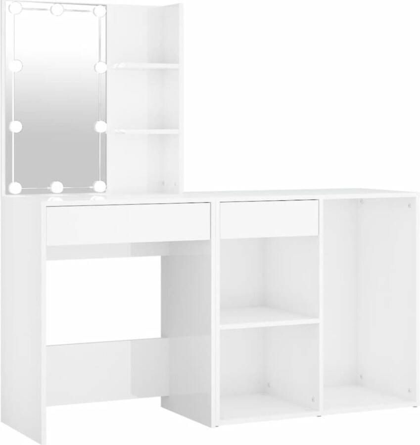 LuxerLiving INFIORI Kaptafel met kastje en LED's bewerkt hout hoogglans wit