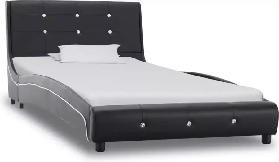LuxerLiving LuxeLivin' Bed met traagschuim matras kunstleer zwart 90x200 cm