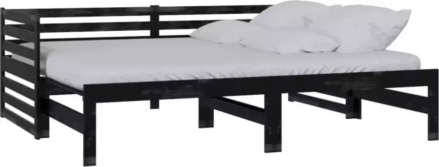 Modern life ModernLife' Bedbank uitschuifbaar massief grenenhout zwart 2x(90x200) cm