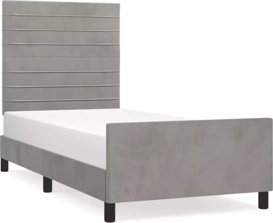 Modern life ModernLife' Bedframe met hoofdeinde fluweel lichtgrijs 80x200 cm
