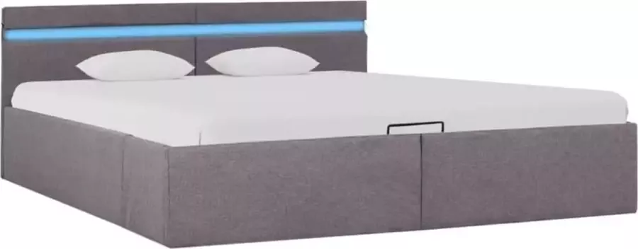 Modern life ModernLife' Bedframe met hydraulische opslag en LED stof taupe 180x200 cm