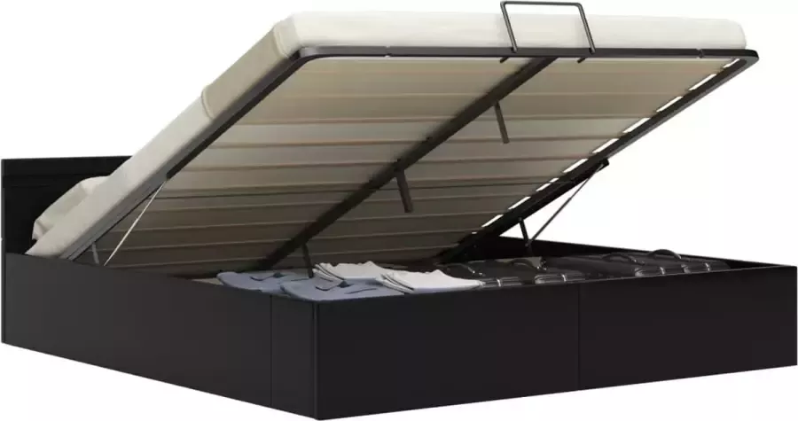 Modern life ModernLife' Bedframe met opslag hydraulisch LED kunstleer zwart 180x200 cm