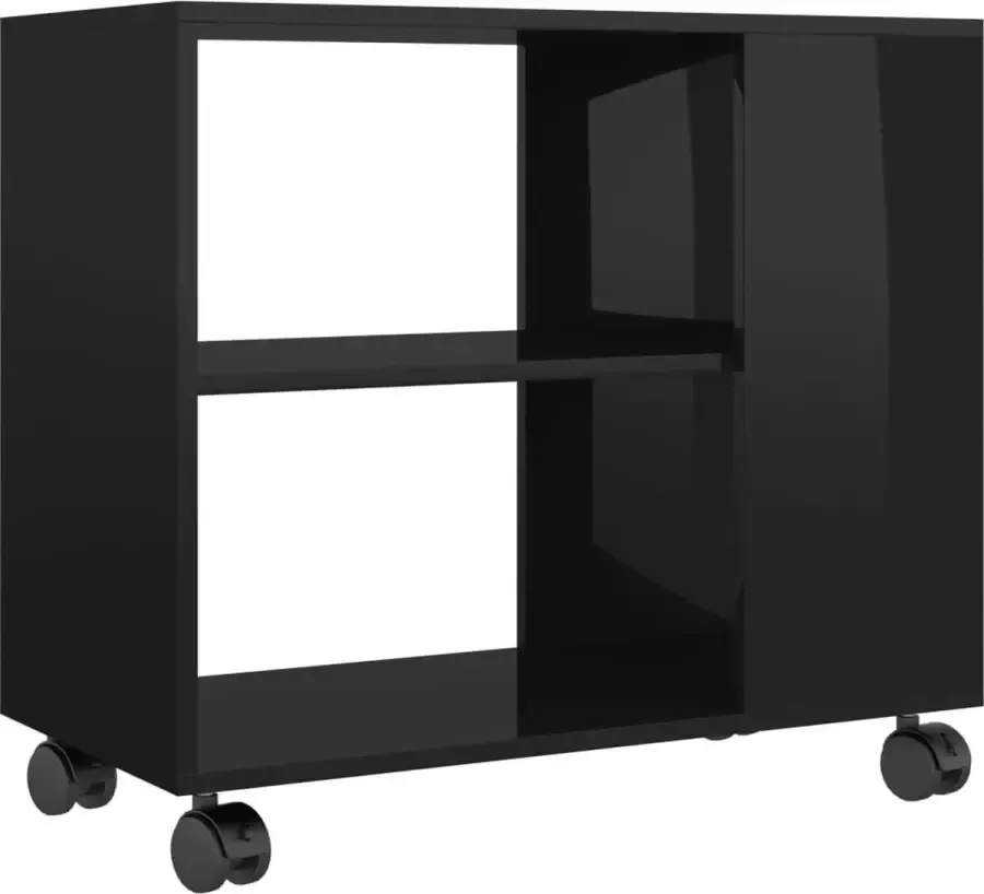 Prolenta Premium INFIORI Bijzettafel 70x35x55 cm bewerkt hout hoogglans zwart - Foto 1
