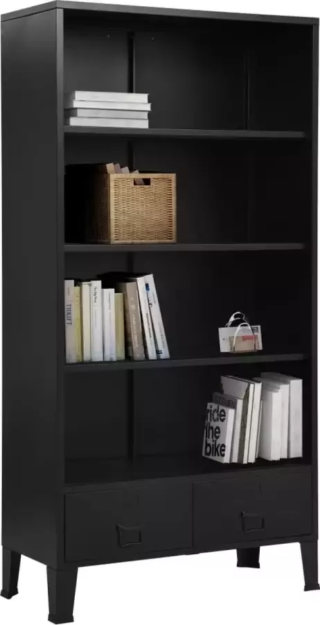 LuxerLiving LuxeLivin' Boekenkast industrieel 90x40x180 cm staal zwart