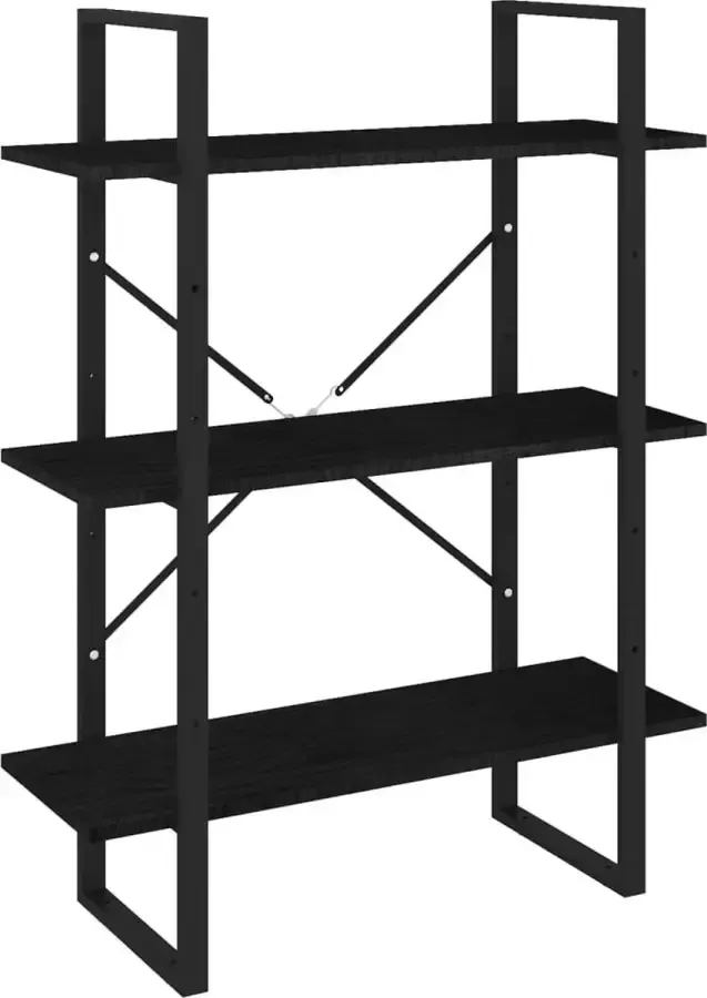 Modern life ModernLife' Boekenkast met 3 schappen 80x30x105 cm massief grenenhout zwart
