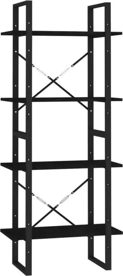 Modern life ModernLife' Boekenkast met 4 schappen 60x30x140 cm massief grenenhout zwart