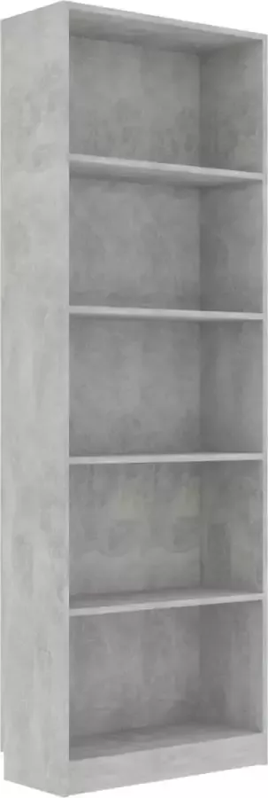 Modern life ModernLife' Boekenkast met 5 schappen 60x24x175 cm bewerkt hout betongrijs