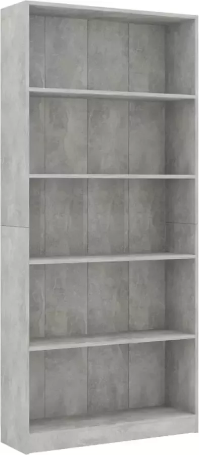 Modern life ModernLife' Boekenkast met 5 schappen 80x24x175 cm bewerkt hout betongrijs
