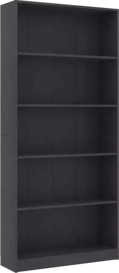 LuxerLiving LuxeLivin' Boekenkast met 5 schappen 80x24x175 cm bewerkt hout grijs