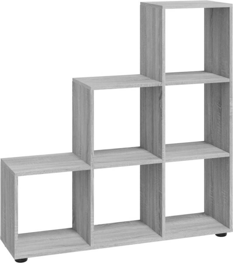 LuxerLiving LuxeLivin' Boekenkast trapvormig 107 cm bewerkt hout grijs sonoma eiken
