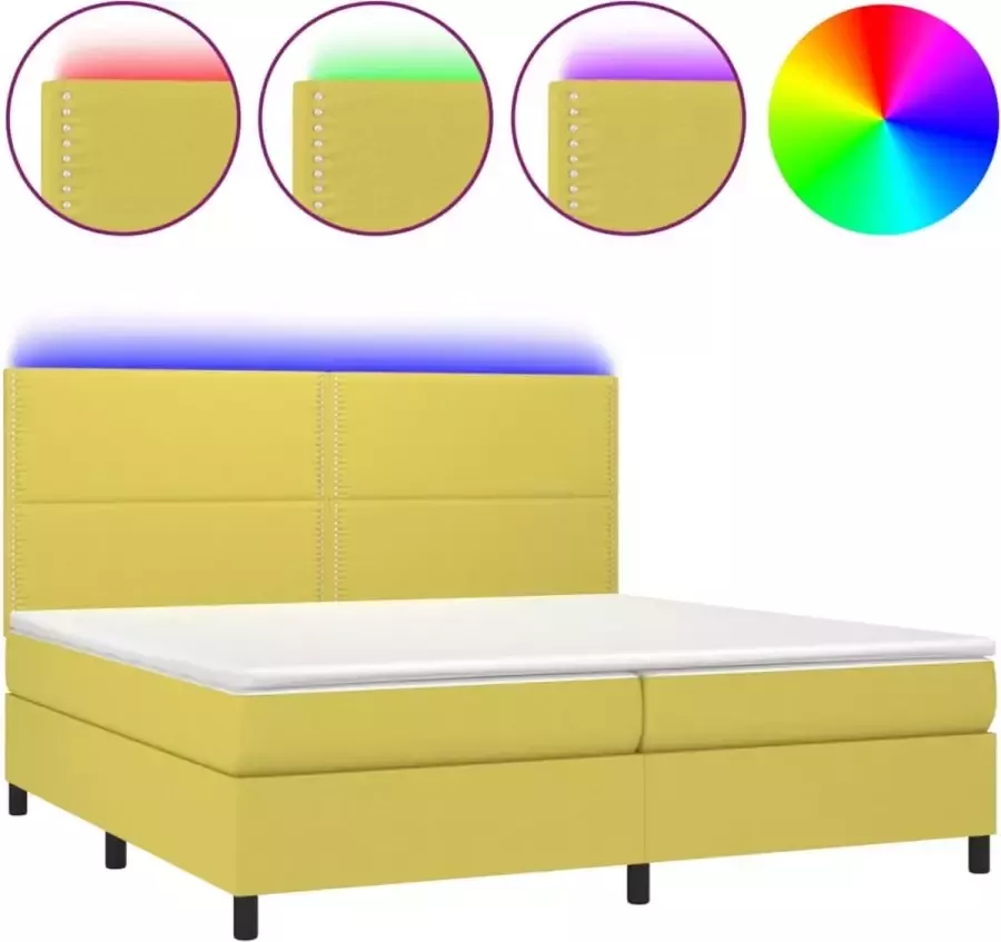 Modern life ModernLife' Boxspring met matras en LED stof groen 200x200 cm