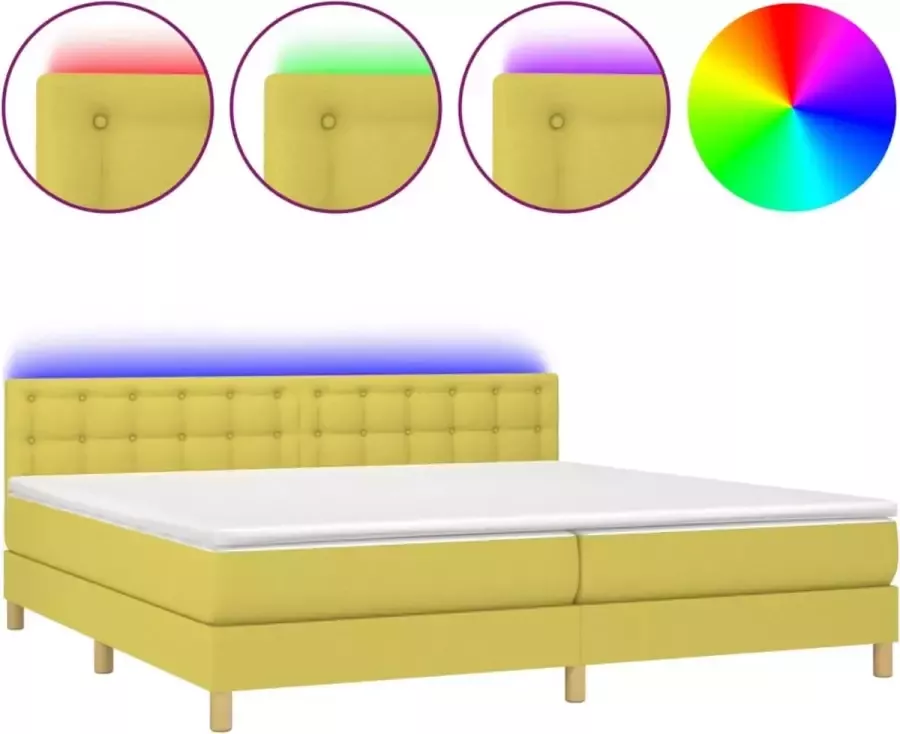 Modern life ModernLife' Boxspring met matras en LED stof groen 200x200 cm