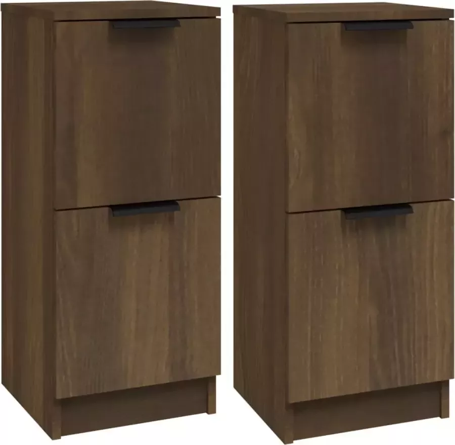 Modern life ModernLife' Dressoirs 2 st 30x30x70 cm bewerkt hout bruineikenkleurig