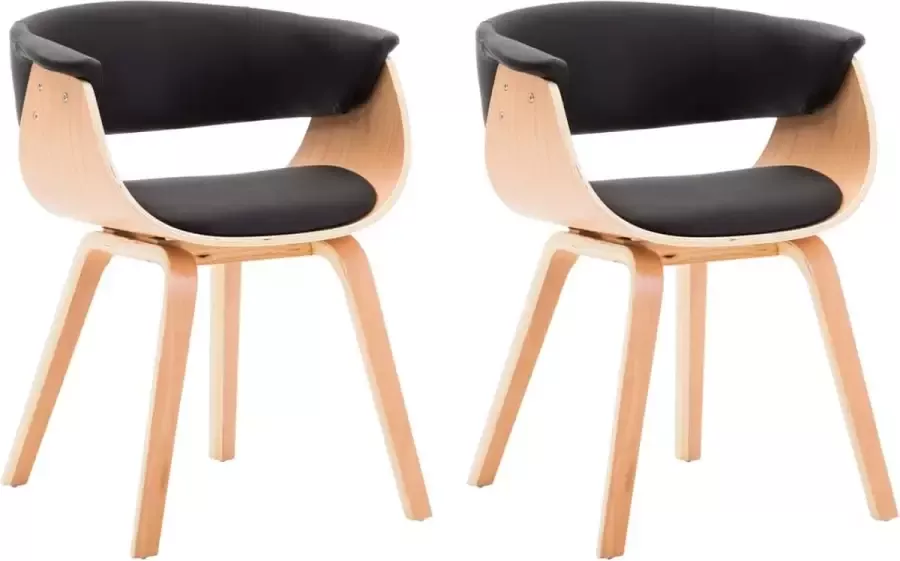 Modern life ModernLife' Eetkamerstoelen 2 st gebogen hout en kunstleer zwart