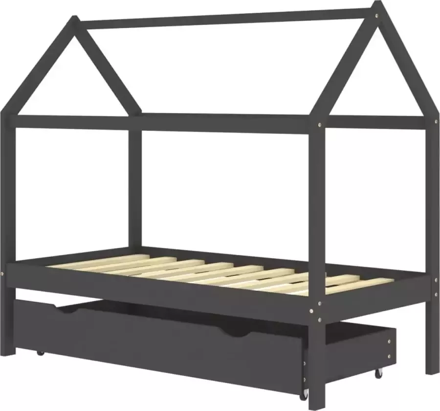 Modern life ModernLife' Kinderbedframe met lade grenenhout donkergrijs 80x160 cm