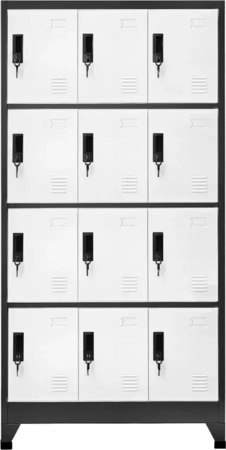 Prolenta Premium INFIORI Lockerkast 90x45x180 cm staal antracietkleurig en wit - Foto 2