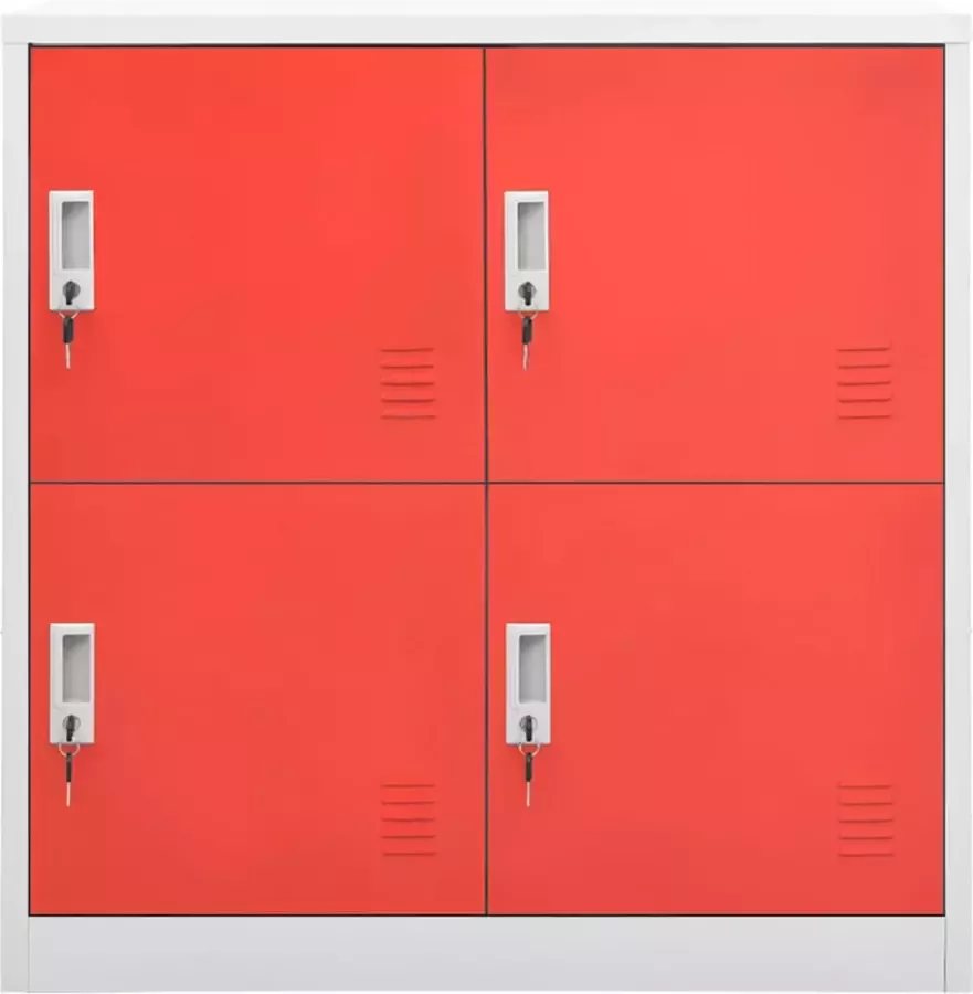 Modern life ModernLife' Lockerkast 90x45x92 5 cm staal lichtgrijs en rood