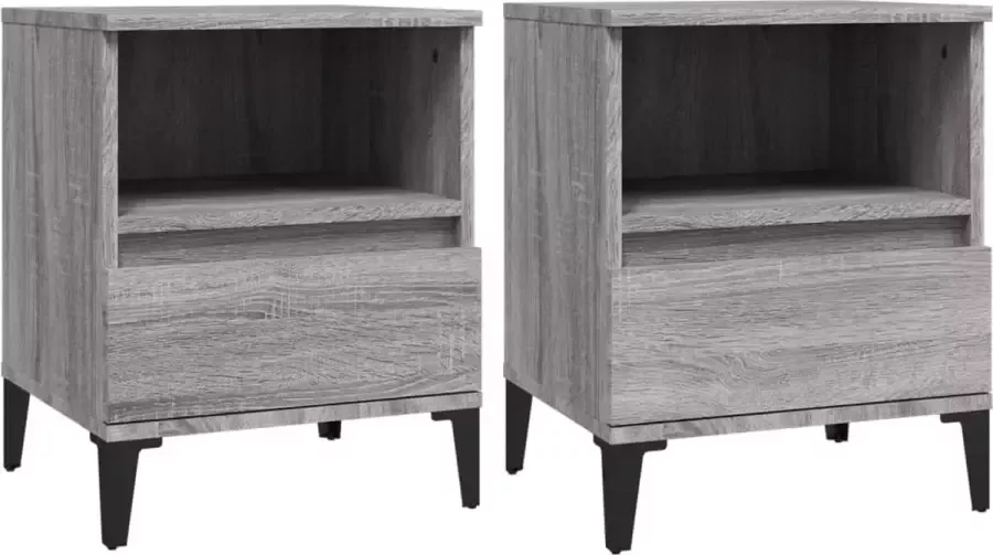 Modern life ModernLife' Nachtkastjes 2 st 40x35x50 cm grijs sonoma eikenkleurig