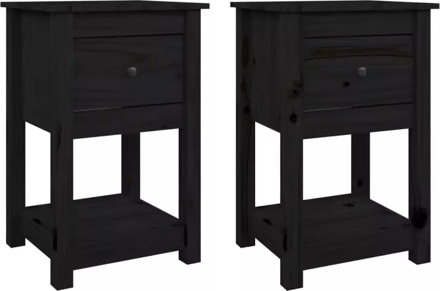 Modern life ModernLife' Nachtkastjes 2 st 40x35x61 5 cm massief grenenhout zwart